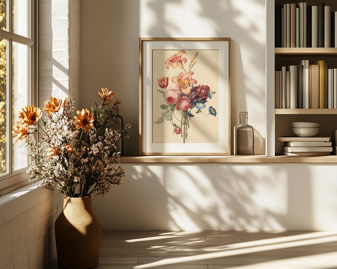 Mixed Bouquet with Roses Daylily and Morning Glory Floral Poster - Image 6
