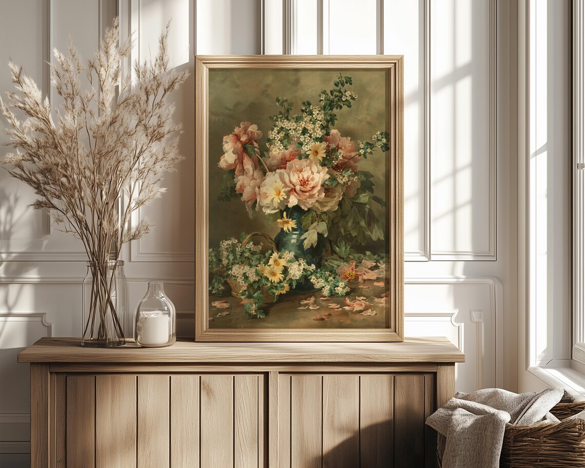 Grand Mixed Rose Bouquet in Classic Floral Still Life Oil Poster - Image 4