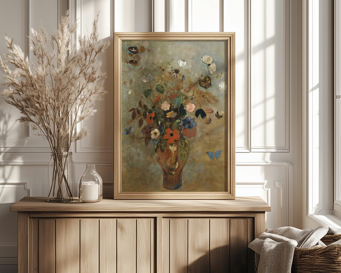 Dreamlike Wildflower Bouquet Butterflies Impressionist Poster - Image 4