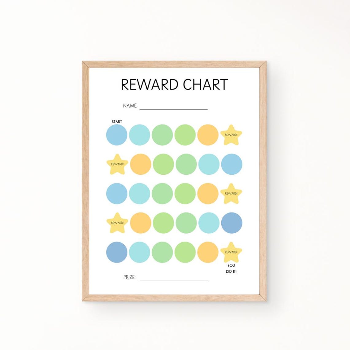 Kids Reward Chart Ocean Pastel Star Milestone Tracker Chore Poster