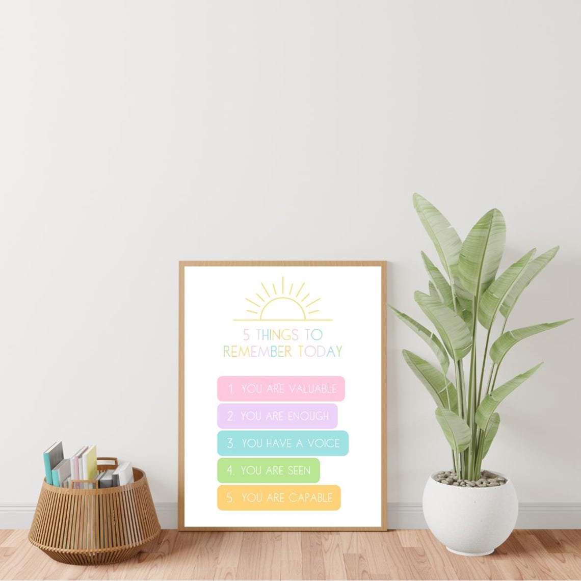 Five Things To Remember Today Self Worth Affirmations Poster - Image 2
