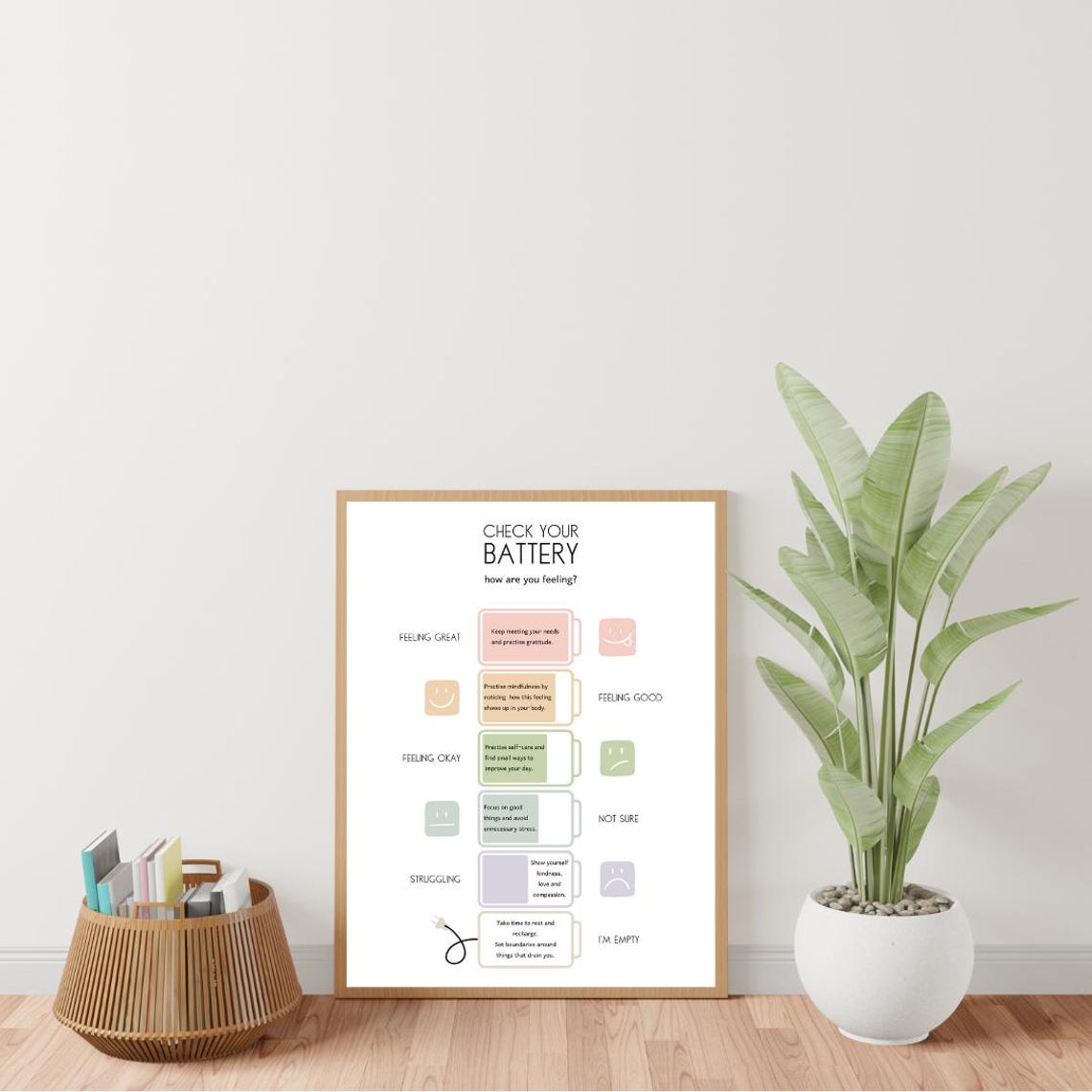 Check Your Battery Feelings Chart Therapy Office Decor Poster - Image 4