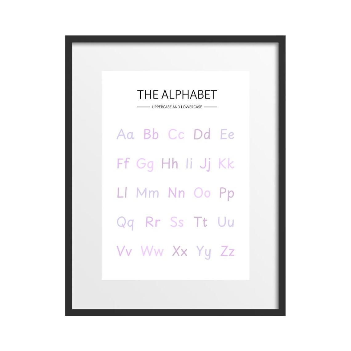 Lavender Alphabet Uppercase Lowercase Letters Purple Nursery Poster - Image 2