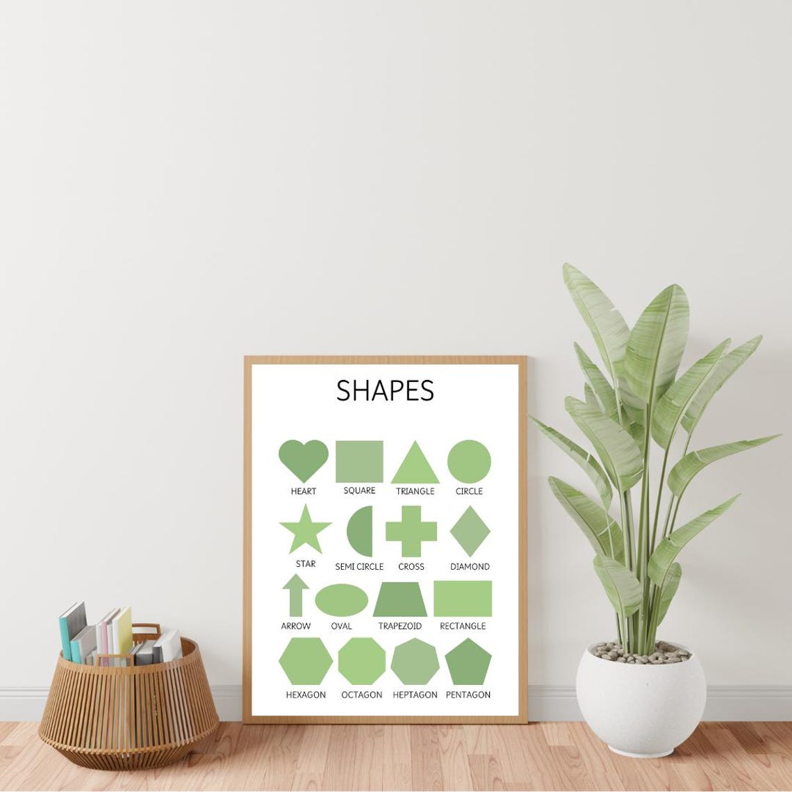Green Shapes Learning Poster for Kids Playroom and Classroom Decor - Image 3