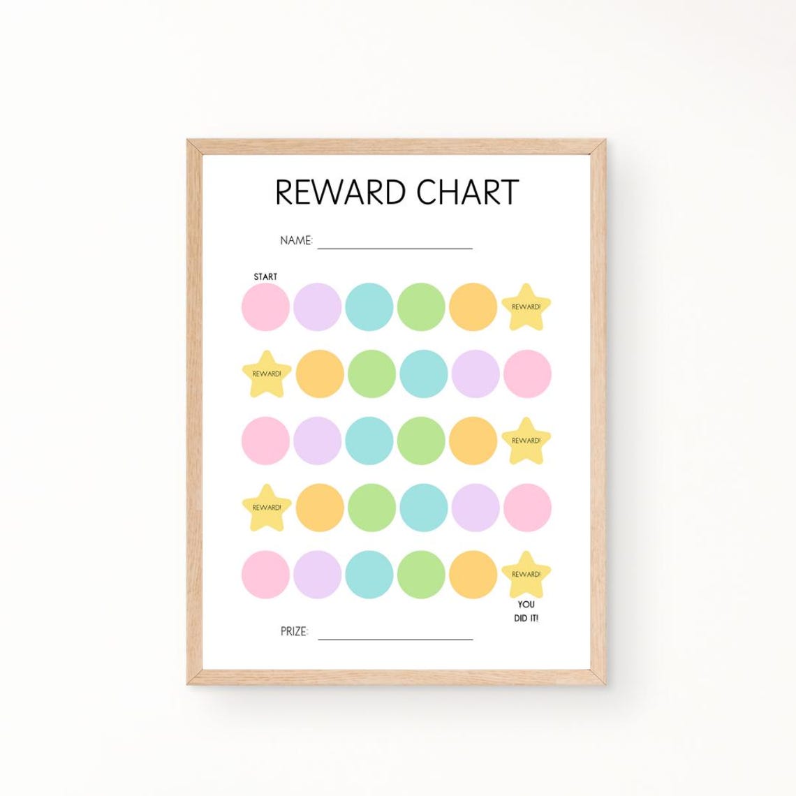 Kids Reward Chart Rainbow Pastel Star Milestone Tracker Chore Poster
