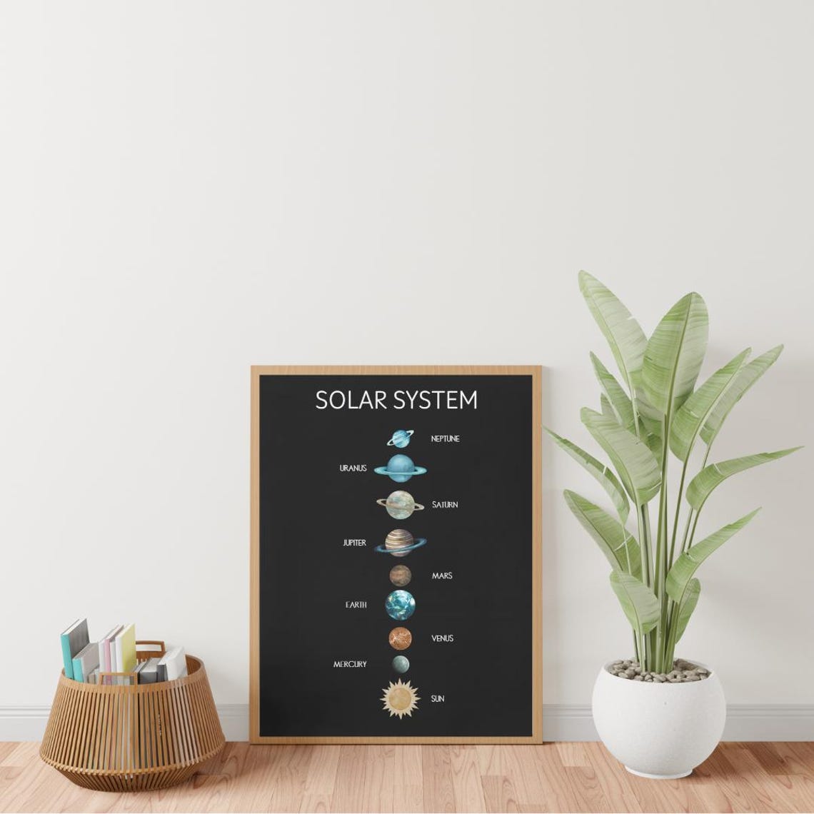Solar System Chart Black Background Kids Space Learning Poster - Image 4