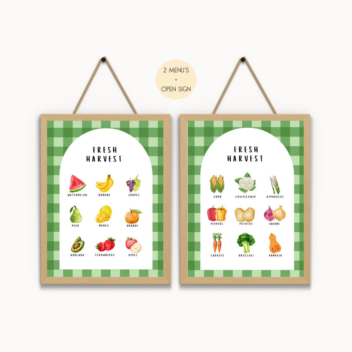 Fresh Harvest Fruits and Vegetables Poster Set for Kids Play Kitchen - Image 4