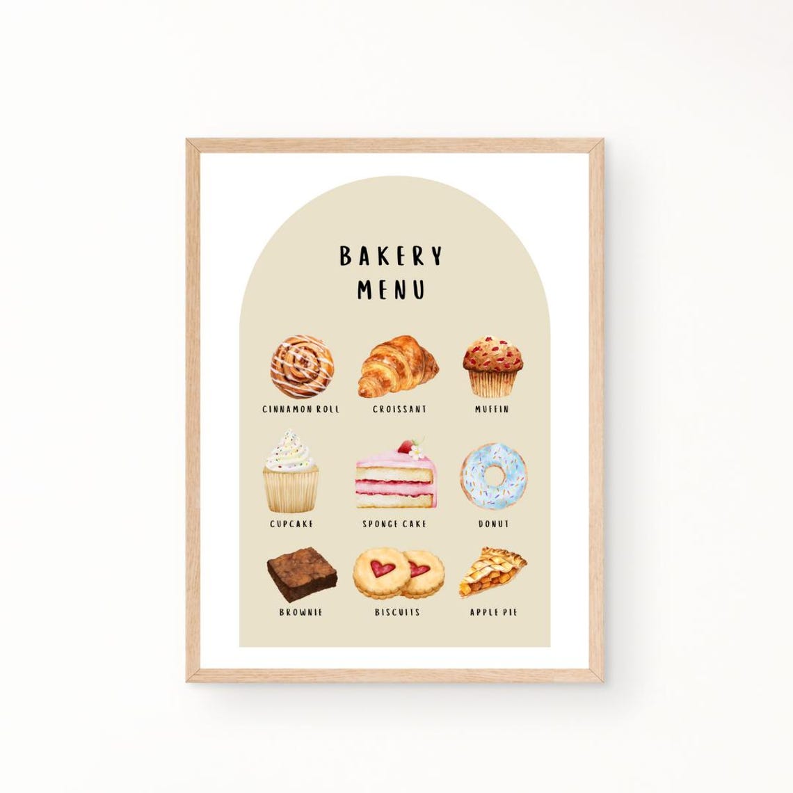 Kids Bakery Menu Pretend Play Poster for Play Kitchen and Shop Decor