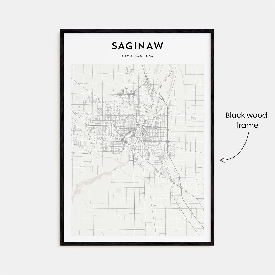 Saginaw Michigan Minimalist Street Map Midwest City Travel Poster - Image 3