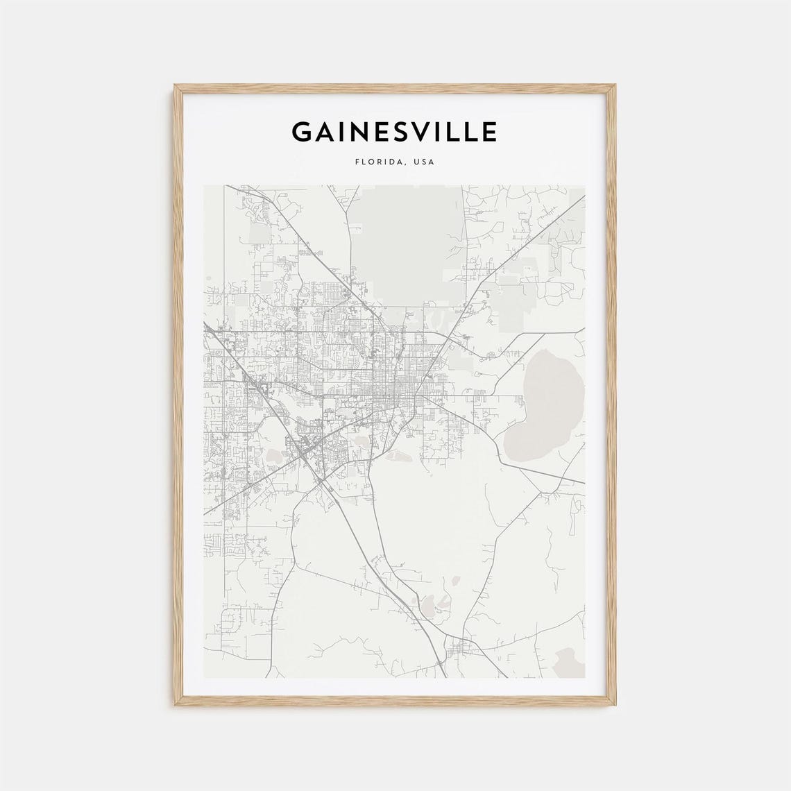 Gainesville Florida Minimalist Street Map City Travel Poster