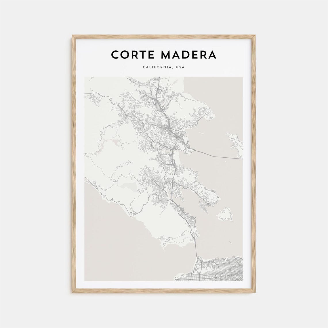 Corte Madera California USA Minimalist City Street Map Art Print