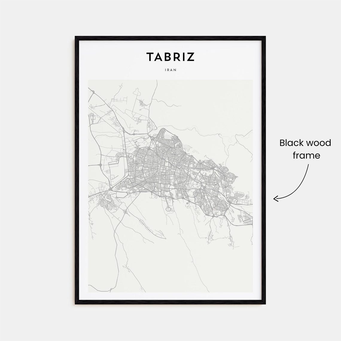 Tabriz Iran Minimal Elegant Cream City Map Travel Decor Poster - Image 3