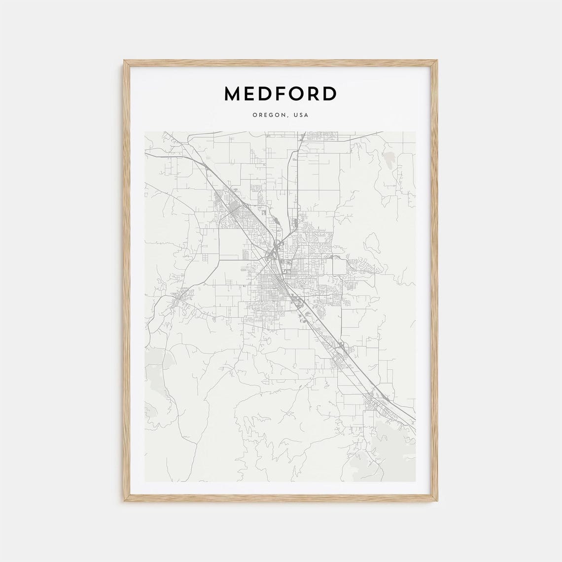 Medford Oregon Rogue Valley Beige Minimalist City Map Art Poster