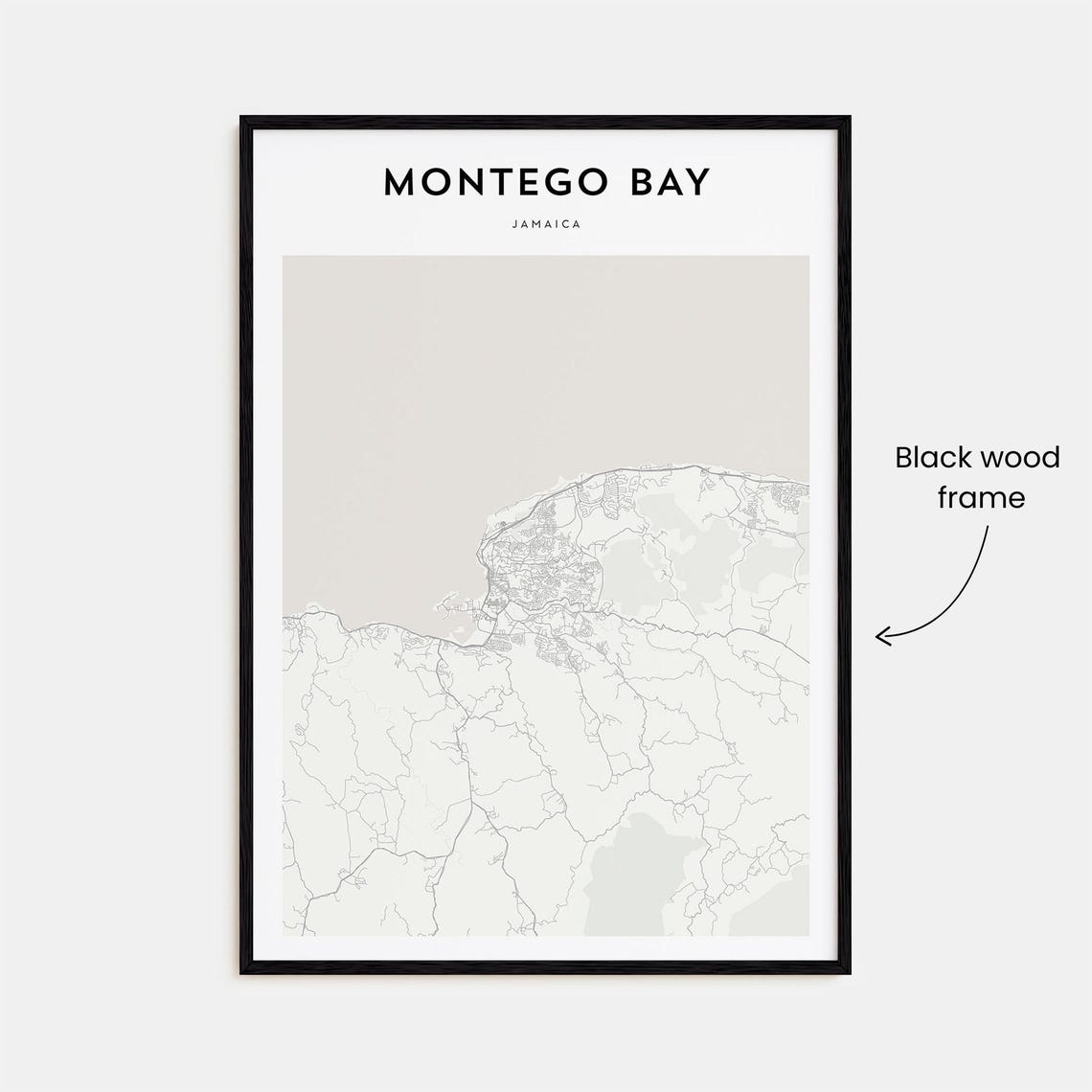 Montego Bay Jamaica Minimalist Light Gray Coastal City Map Poster - Image 3