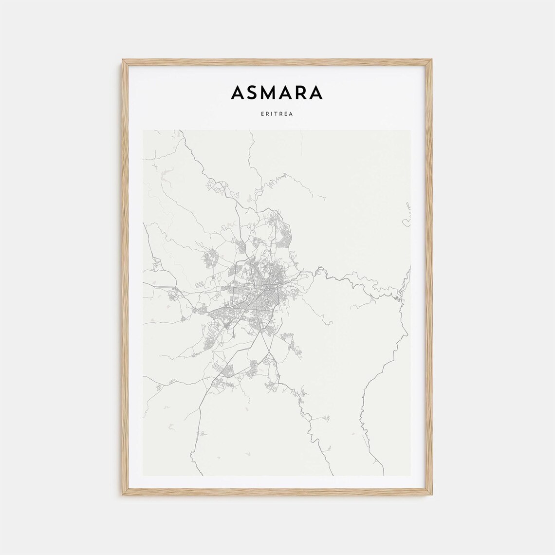 Asmara Eritrea Minimalist Detailed City Map Street Grid Poster