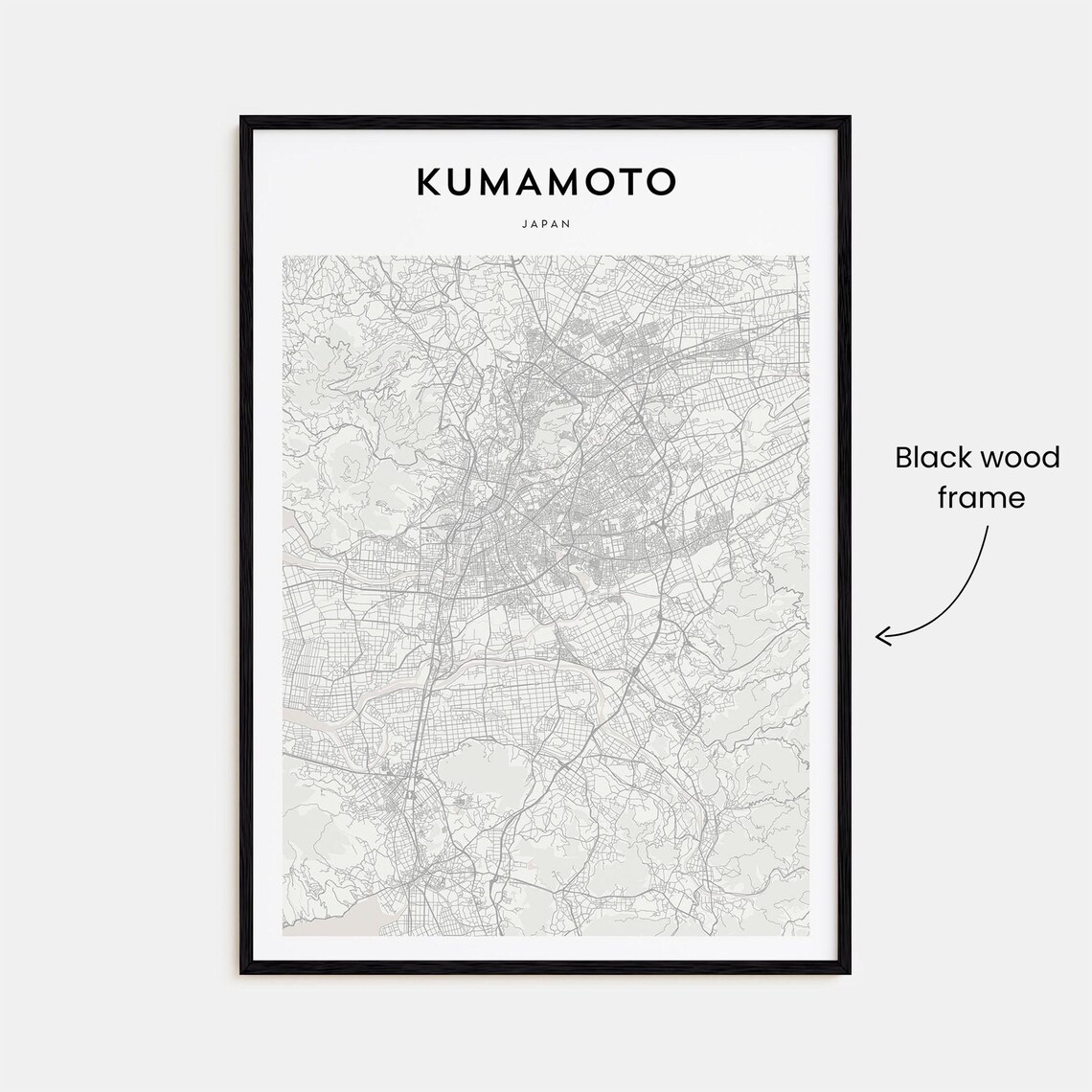 Kumamoto Japan Minimalist City Street Map Elegant Decor Art Poster - Image 3