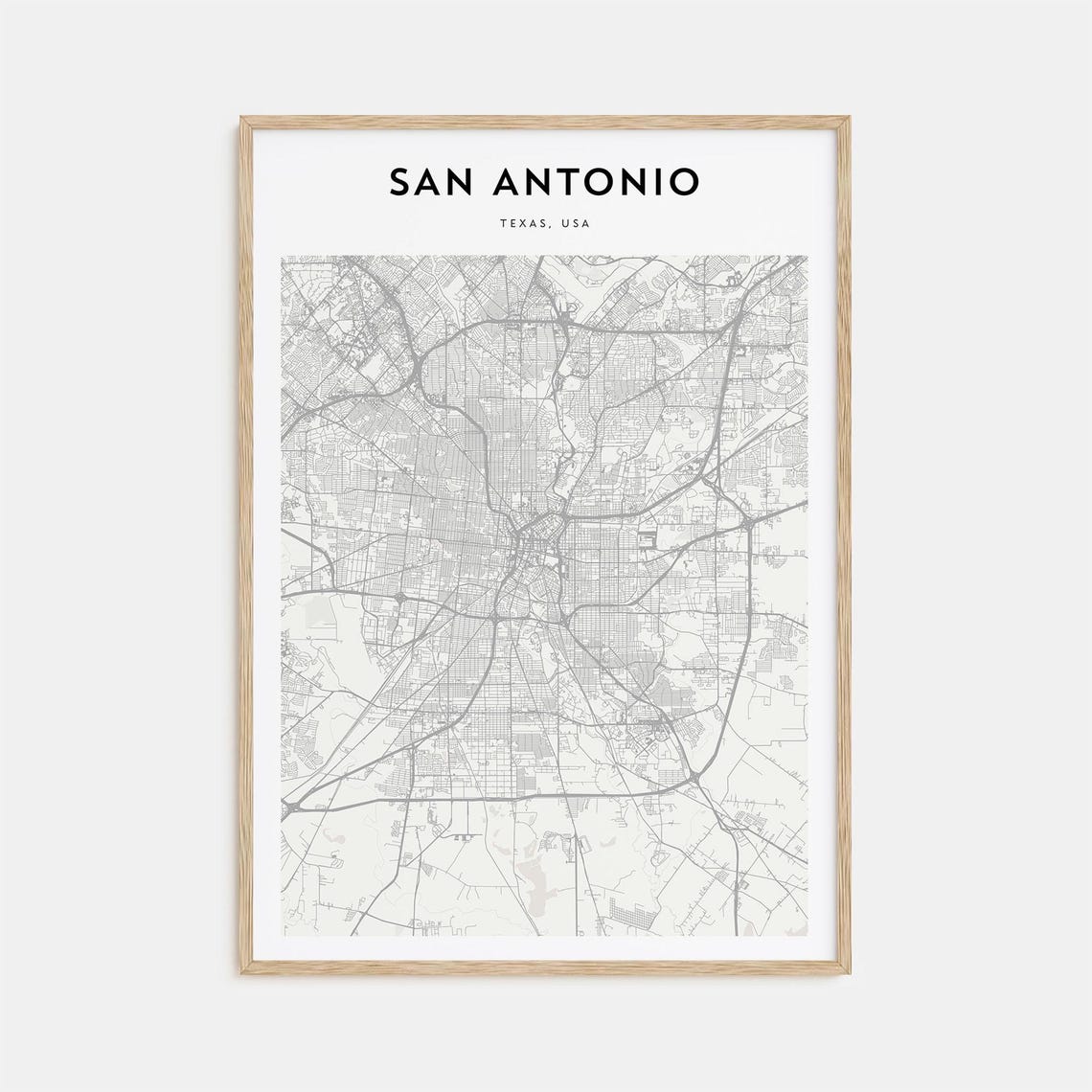Modern Minimalist San Antonio Texas River City Street Map Poster