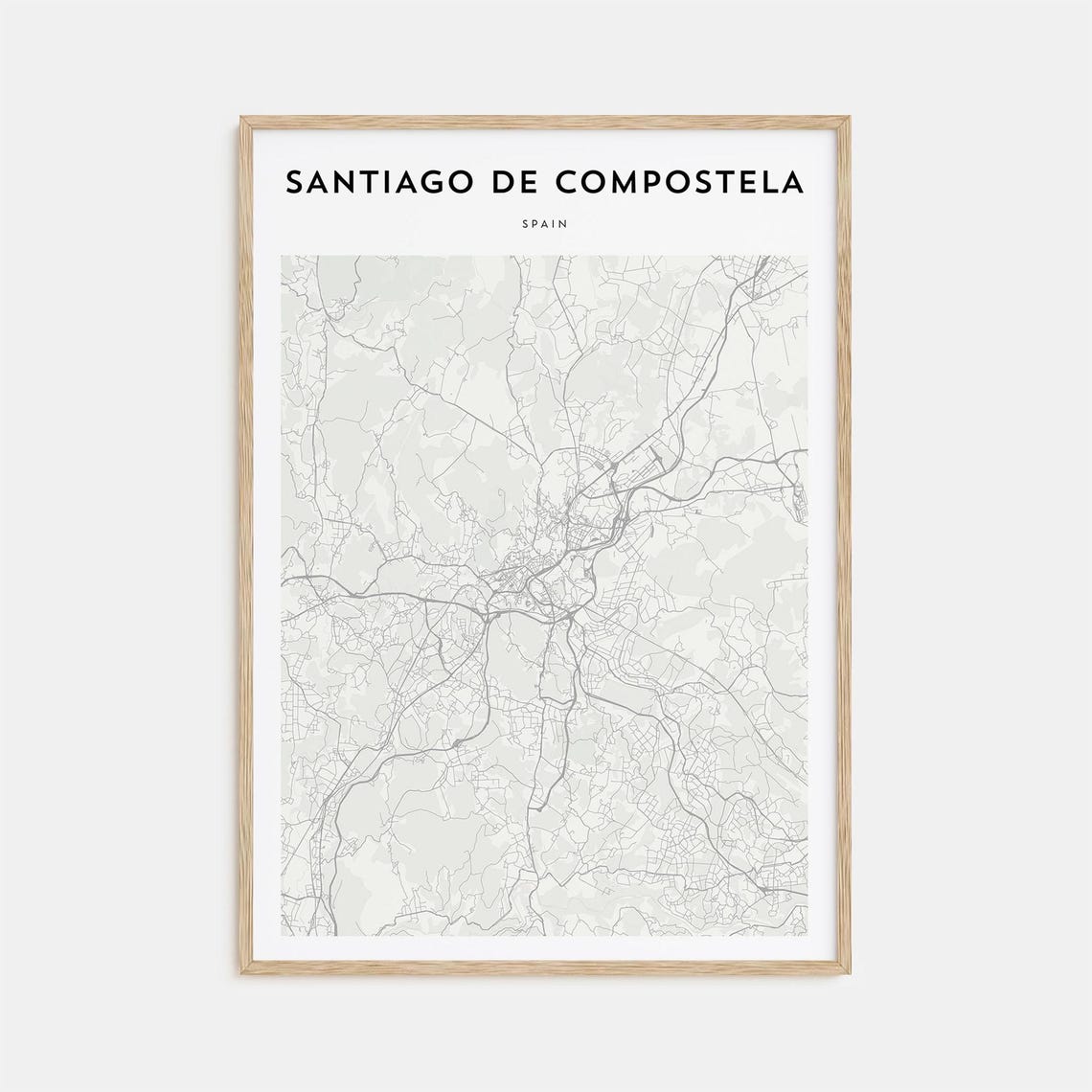 Santiago De Compostela Spain Minimalist City Map Travel Poster