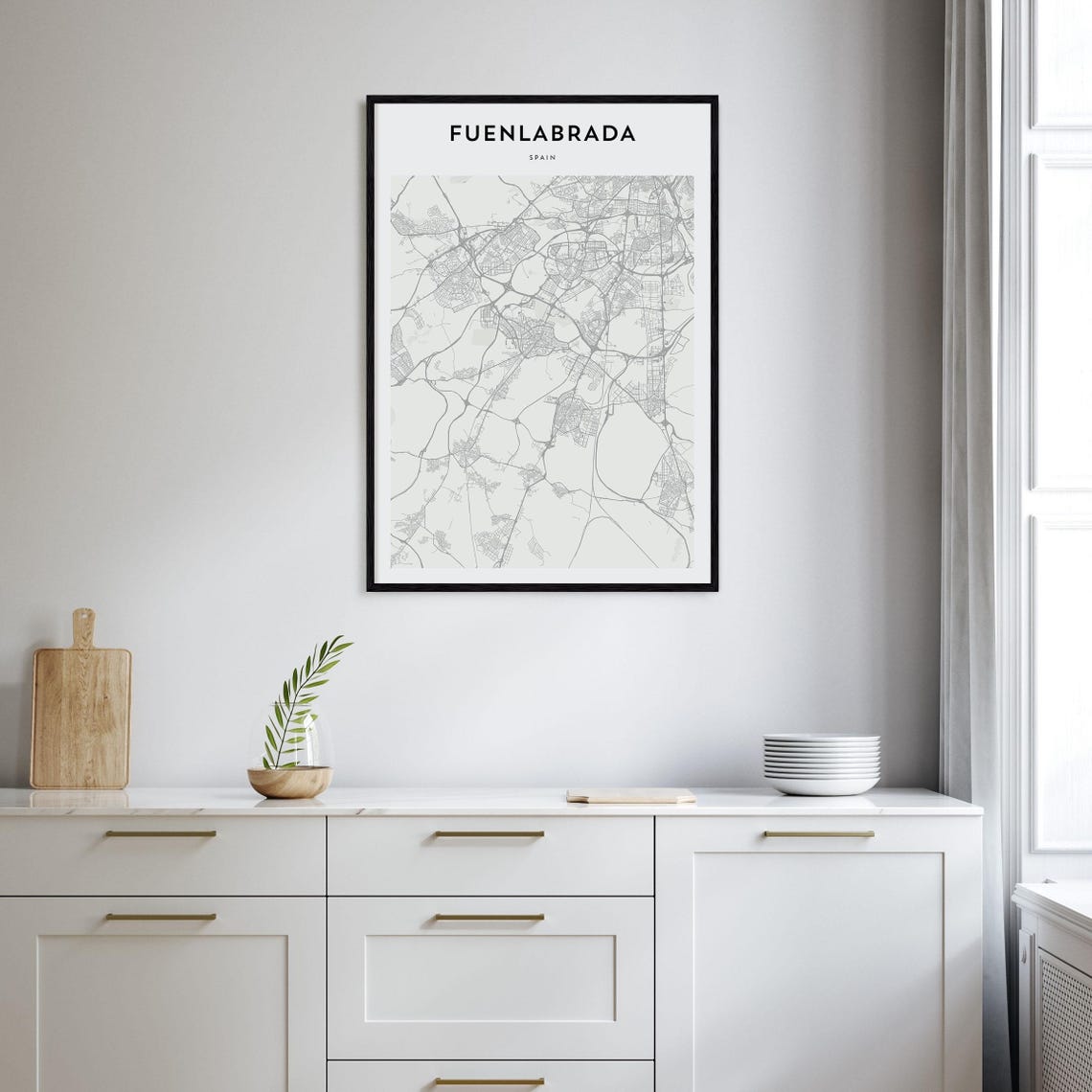 Fuenlabrada Spain Minimalist Monochrome Street Map Art Poster - Image 2