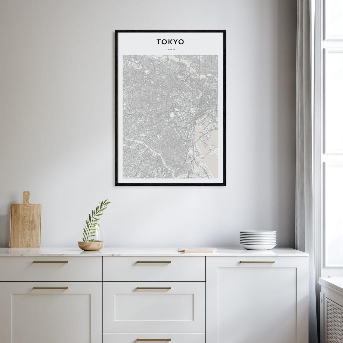 Modern Minimalist Tokyo Japan Capital Metropolis Street Map Poster - Image 2