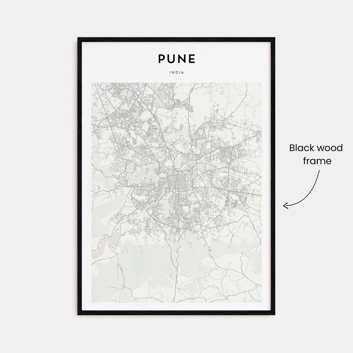 Pune India Minimalist City Street Map Poster with Bold Typography - Image 3
