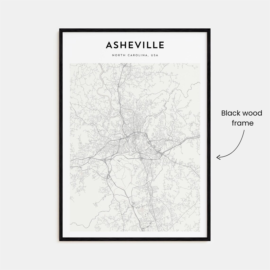 Asheville North Carolina Minimalist City Map Street Grid Poster - Image 3