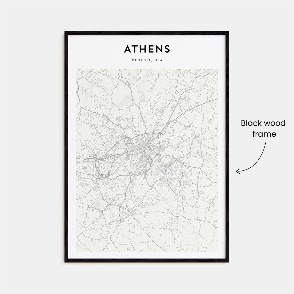 Athens Georgia USA Minimalist City Street Map Beige Travel Poster - Image 3