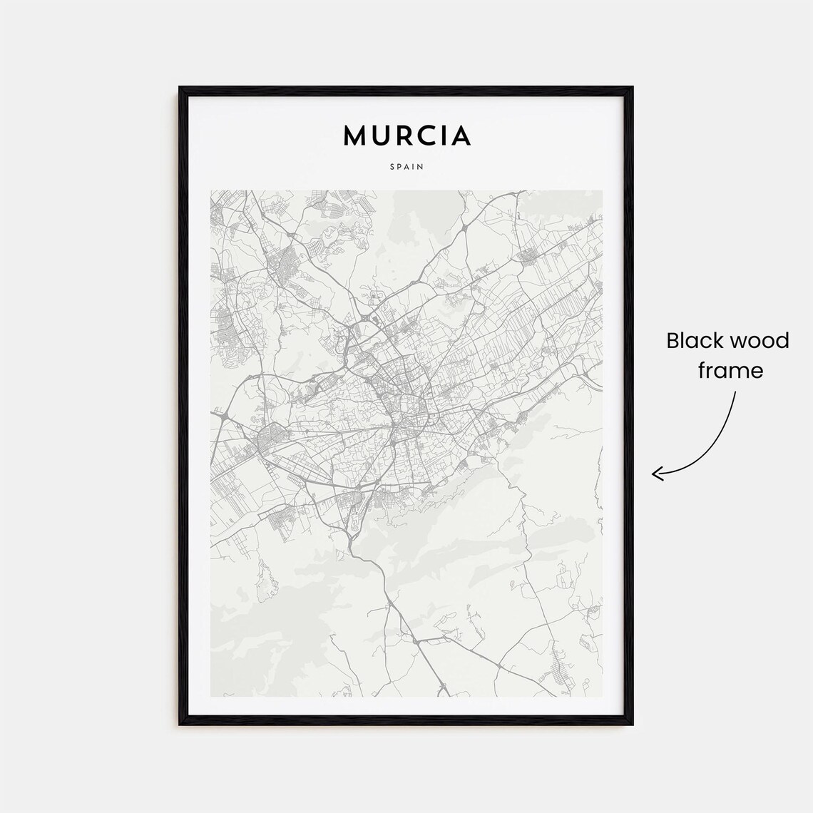 Murcia Spain Old City Center Minimalist Beige Street Map Poster - Image 3