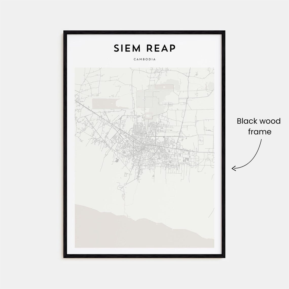 Siem Reap Cambodia City Street Map Scandinavian Minimalist Poster - Image 3