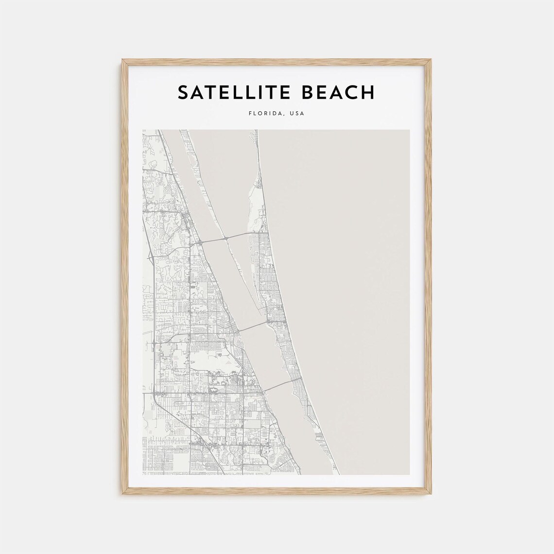 Satellite Beach Florida USA Minimalist Coast Map Travel Poster