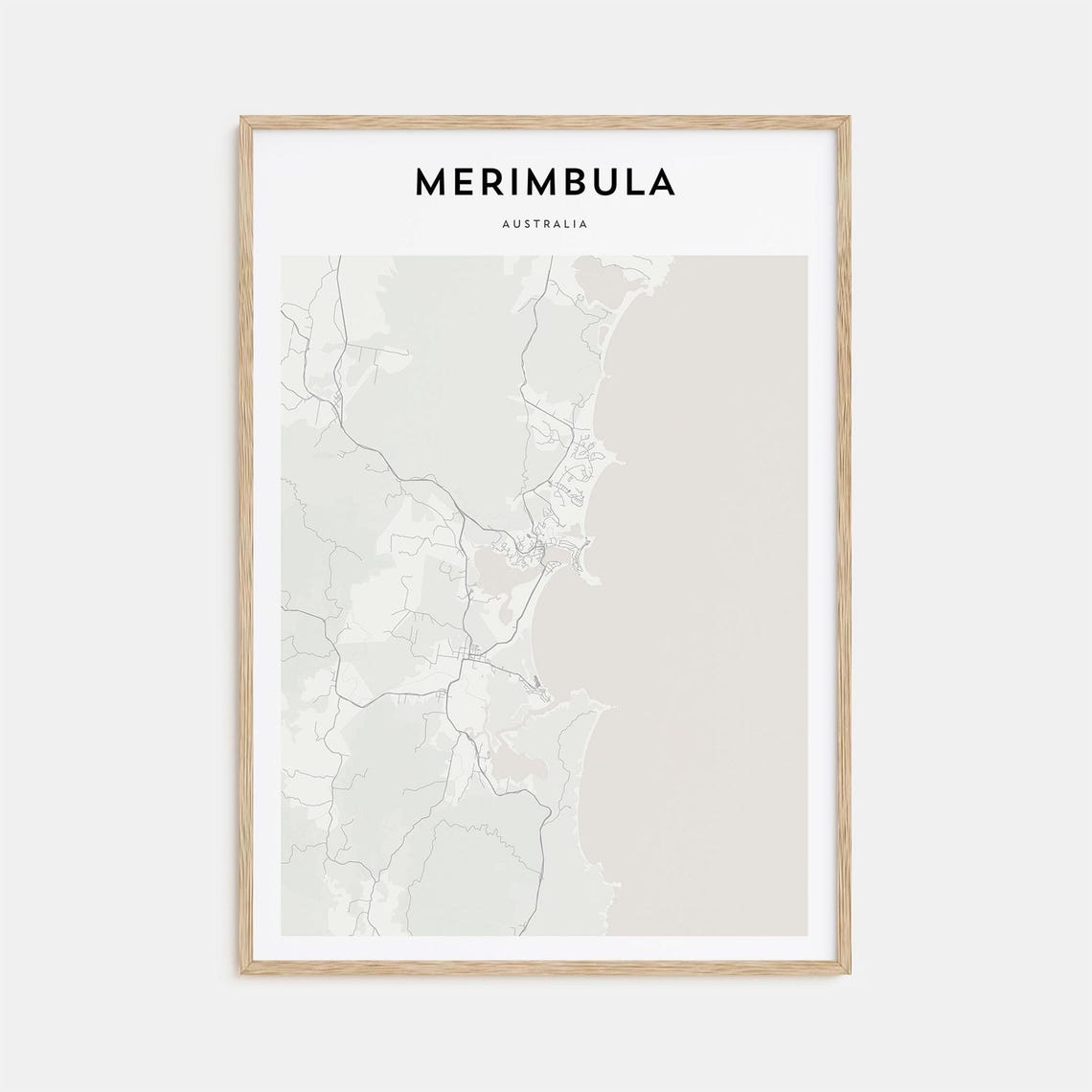 Merimbula Australia Sapphire Coast Beige Minimalist Map Poster
