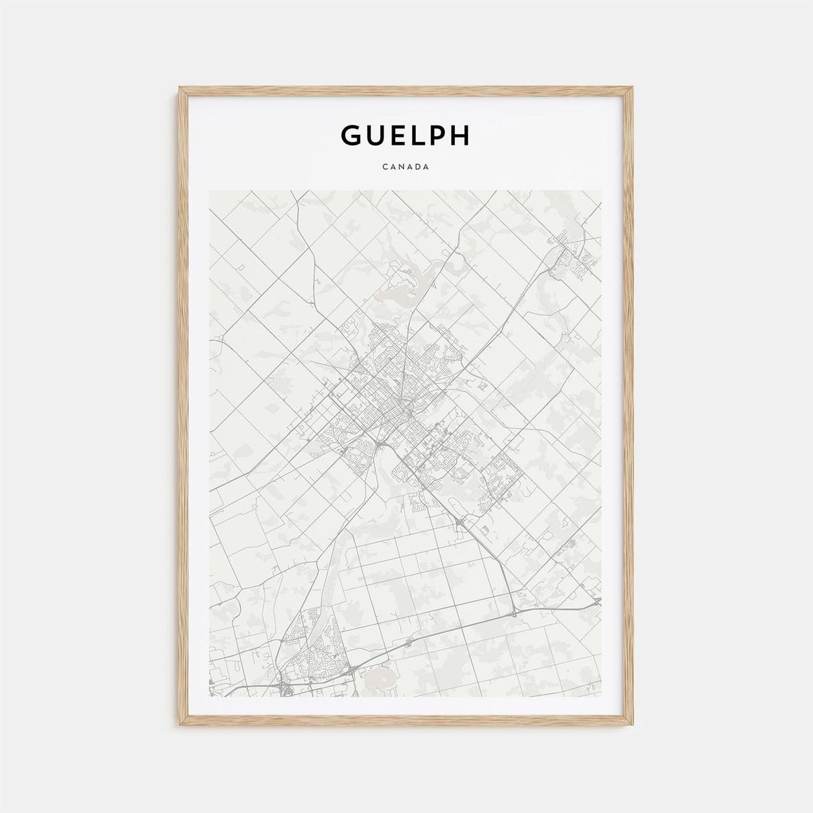 Modern Guelph Ontario Canada City Street Map Wall Decor Poster