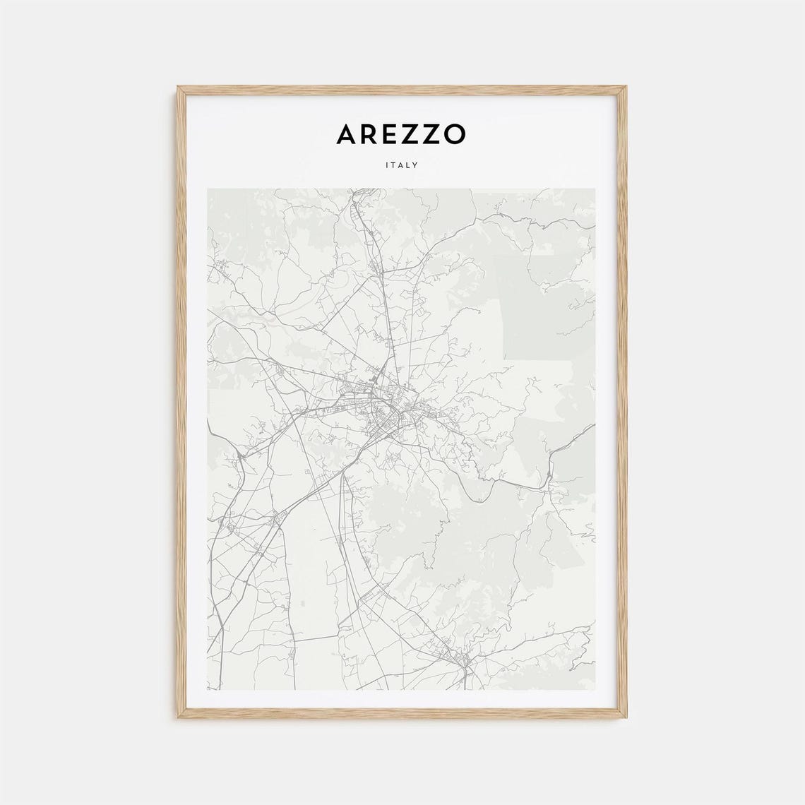 Arezzo Italy Fine Line City Street Map Modern Wall Decor Poster