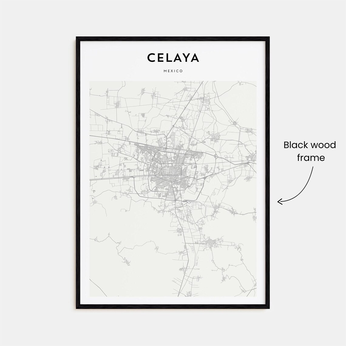 Celaya Mexico Minimalist Street Map Modern City Wall Art Decor - Image 3