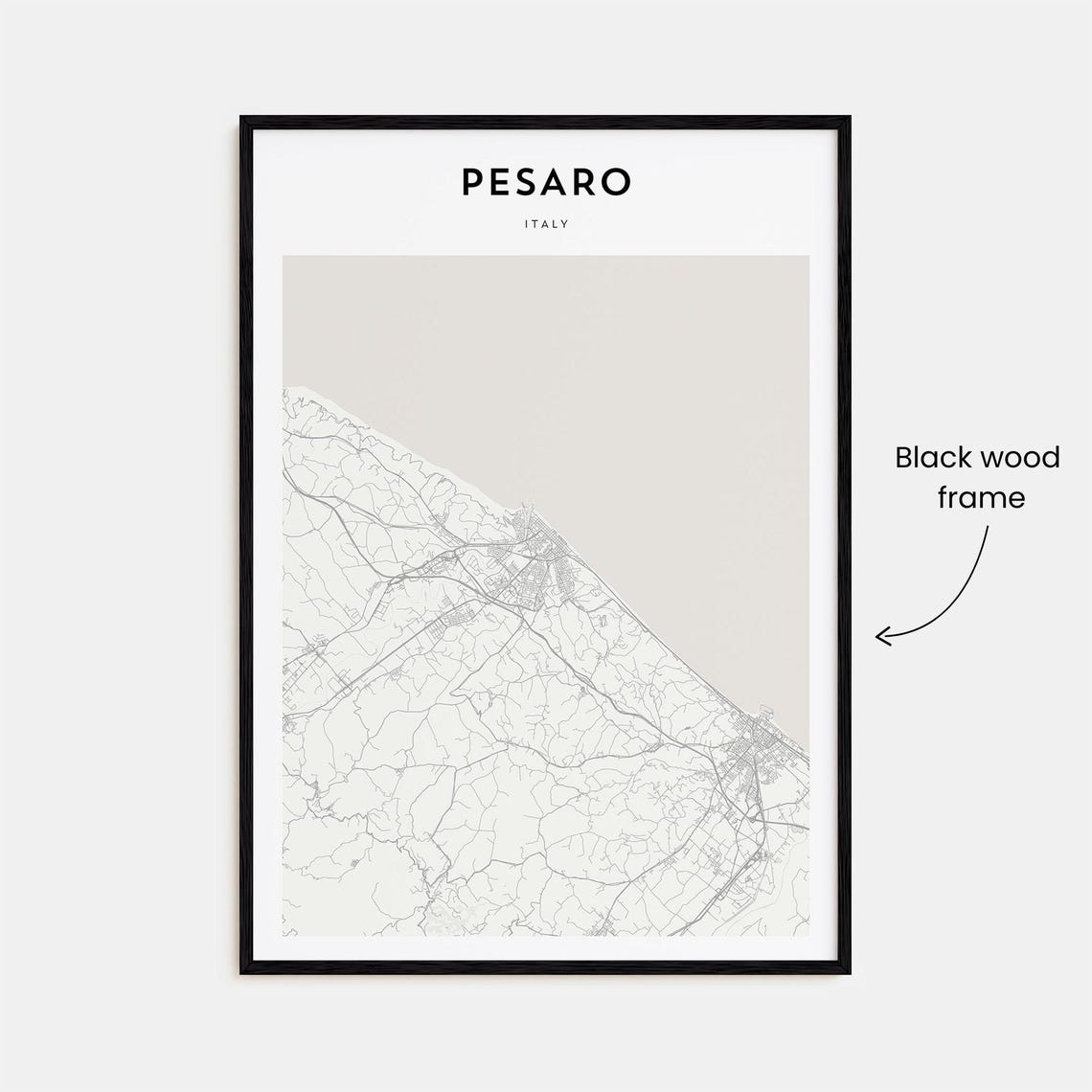 Pesaro Italy Minimalist Coastal Street Map Modern Decor Art Poster - Image 3