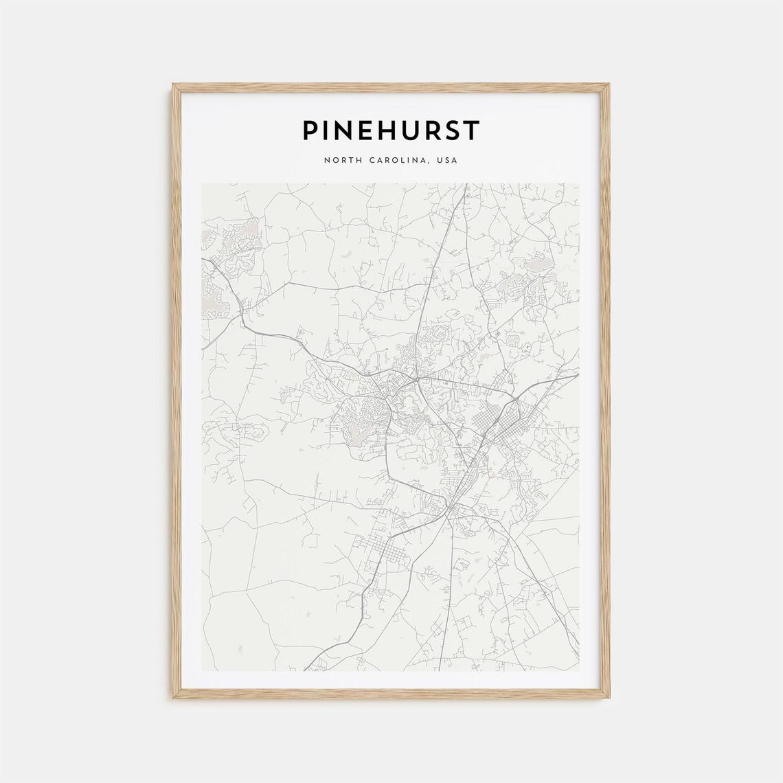 Pinehurst North Carolina USA Minimalist Street Map Art Poster