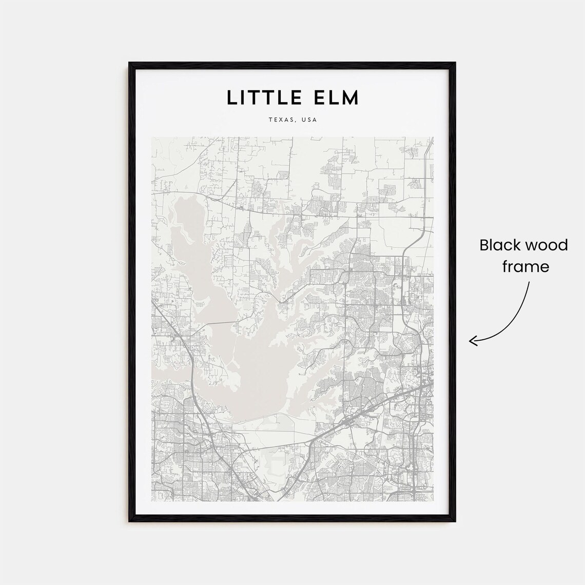 Little Elm Texas USA City Street Map Minimalist Line Art Poster - Image 3