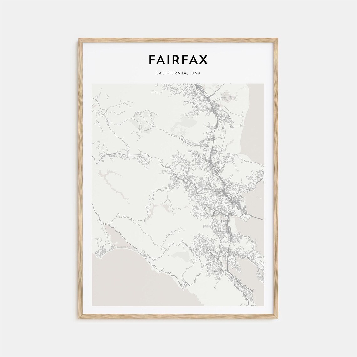 Fairfax California Marin County Minimalist City Map Travel Poster