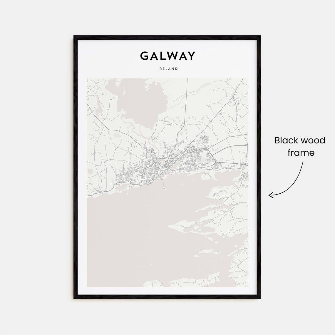 Galway Ireland Minimalist Beige Coastal City Map Wall Decor Poster - Image 3