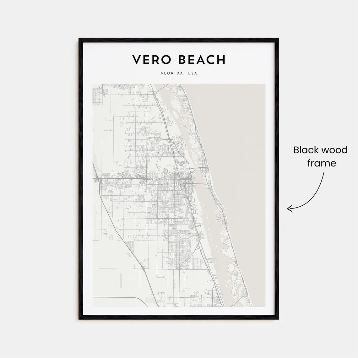 Vero Beach Florida Elegant Minimalist Coastal Map Art Poster - Image 3