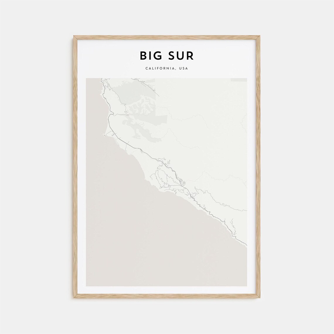 Big Sur California USA Minimalist Coastline Map Line Art Travel Poster