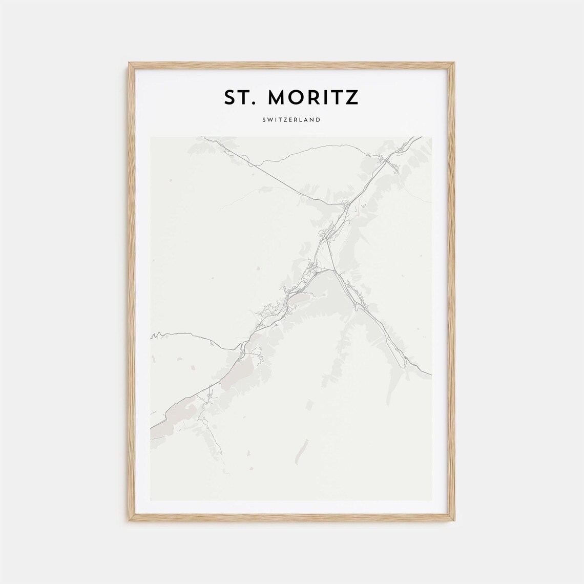 St Moritz Map Art Print, Switzerland Travel Poster