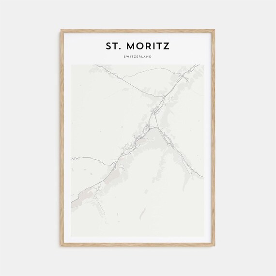 St Moritz Map Art Print, Switzerland Travel Poster