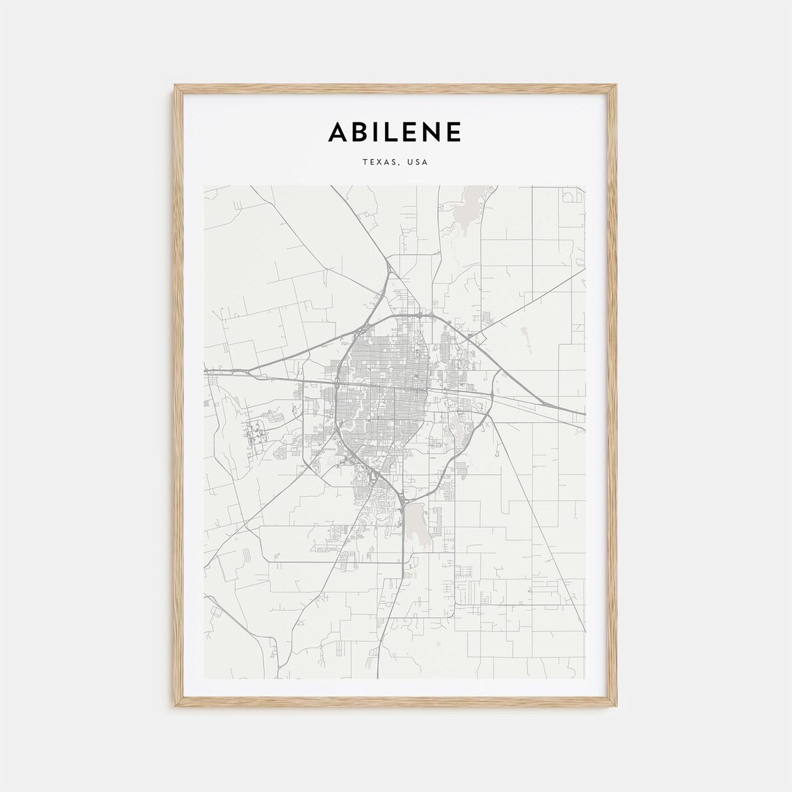 Abilene Texas Minimalist City Street Map Vintage Travel Poster
