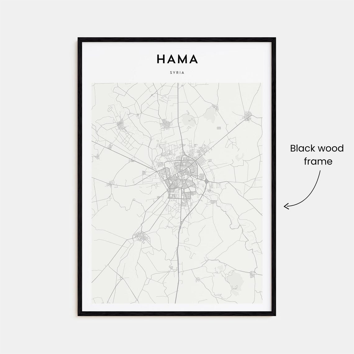 Historic Hama Syria Minimalist City Street Map Wall Decor Poster - Image 3