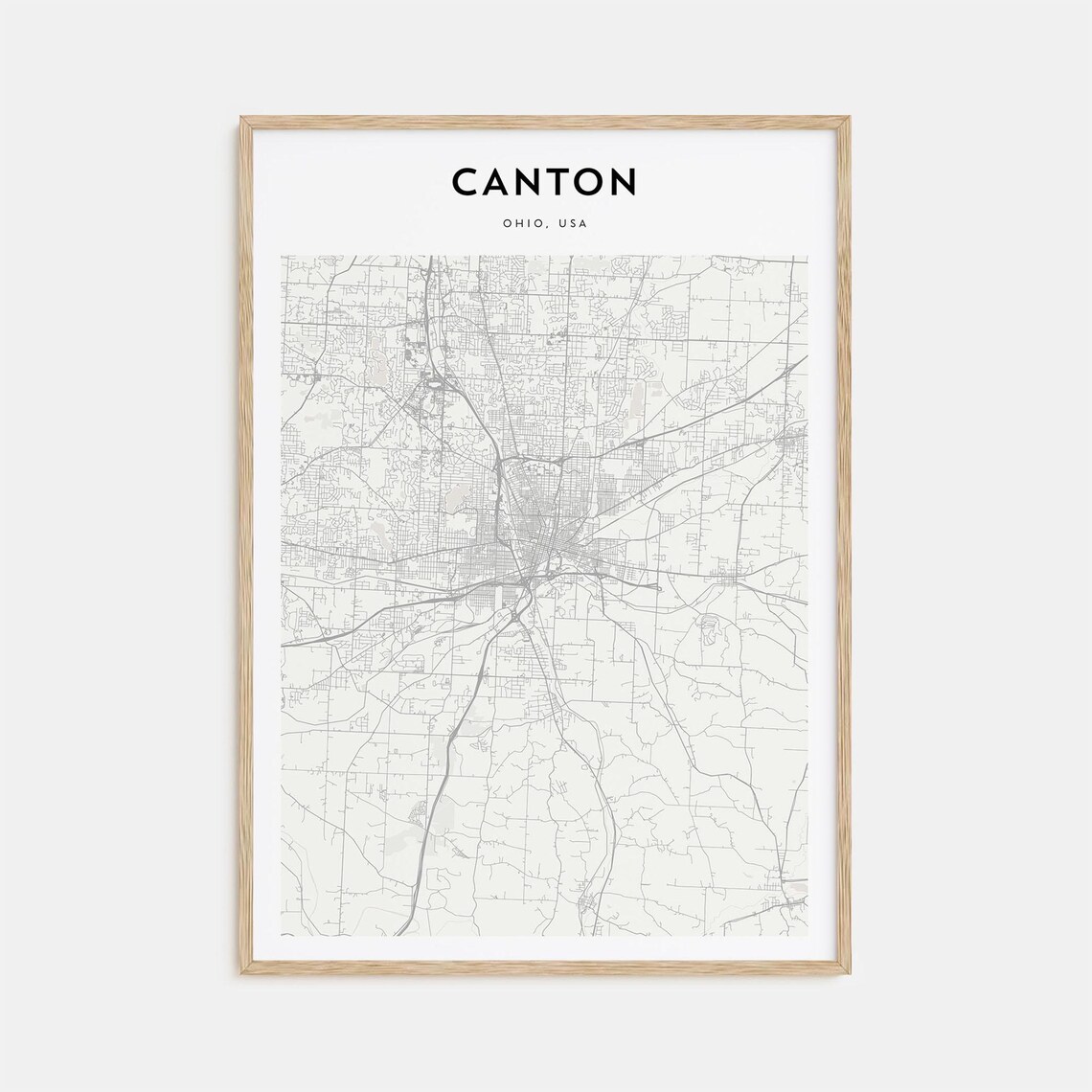 Canton Ohio Minimalist City Street Map Modern Wall Art Home Decor
