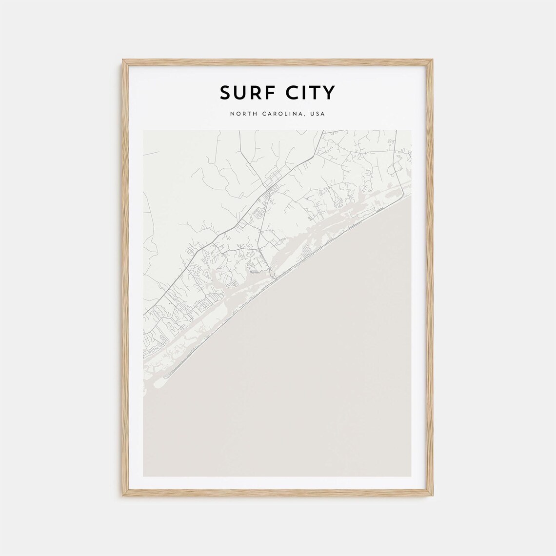 Surf City North Carolina Minimalist City Street Map Art Poster