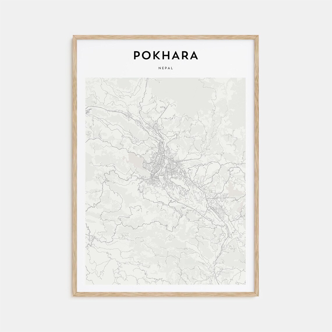 Pokhara Nepal Minimalist City Street Map Poster Himalayan Travel Decor