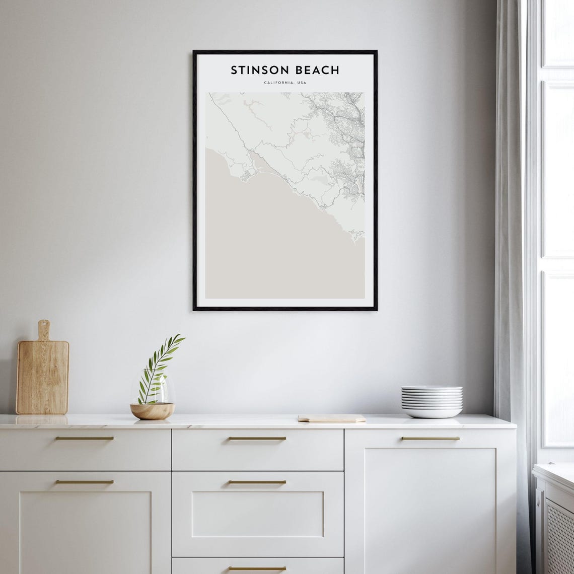 Stinson Beach California Minimalist Coastal Map Art Home Decor Poster - Image 2