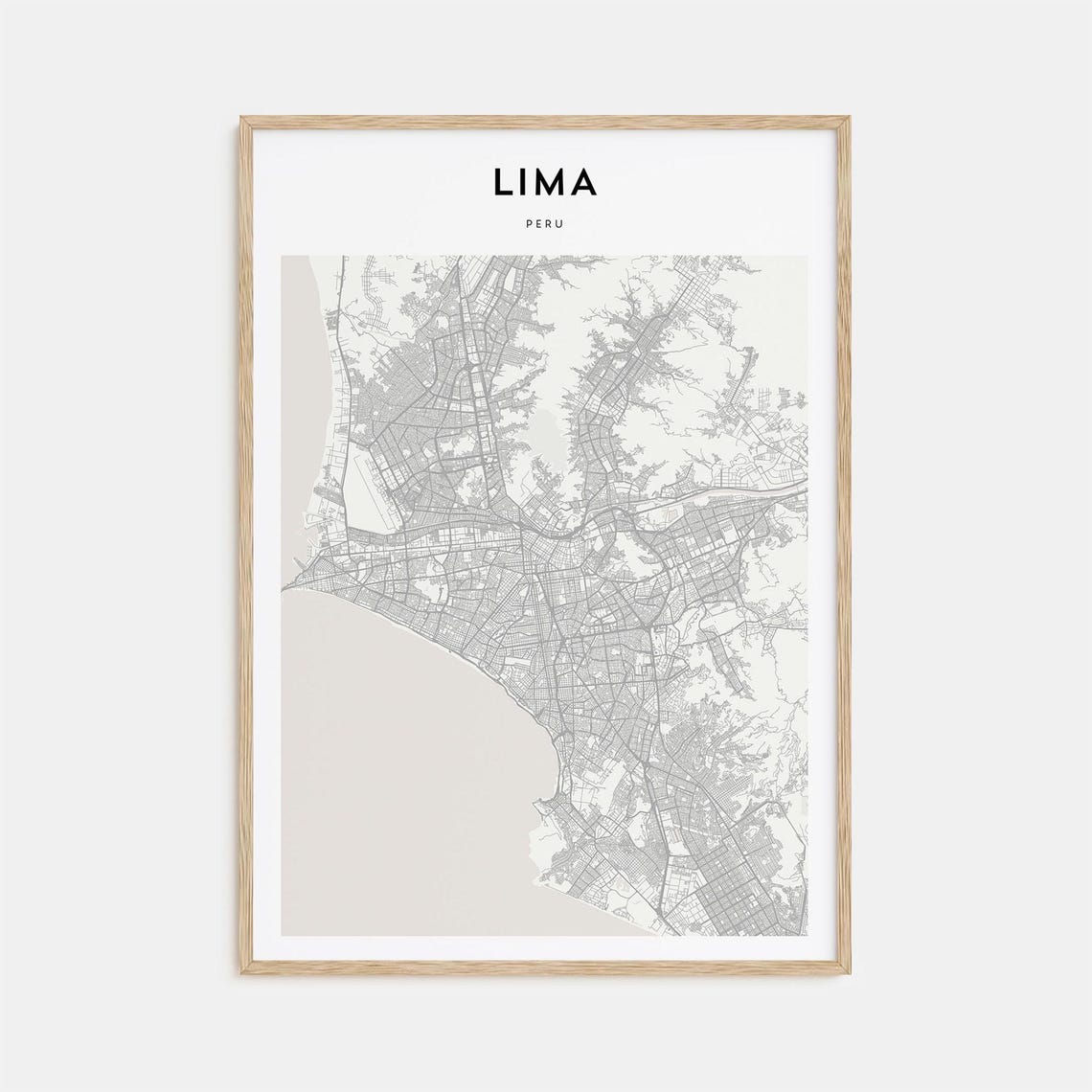Lima Peru Minimalist City Map Travel Poster for Home and Office Gift